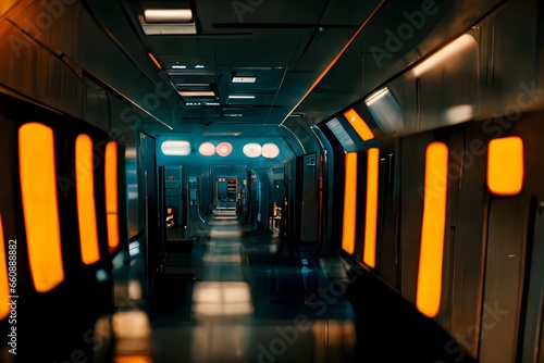 environment endless corridor on a space station Star Wars greeblies sci fi Star Trek Blade Runner starship functional modules machinery controls buttons future futuristic cinematic photorealistic 