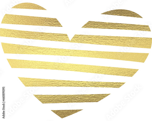 goldenes Herz gestreift mit transparentem Hintergrund 