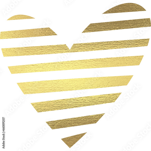 goldenes Herz gestreift mit transparentem Hintergrund 