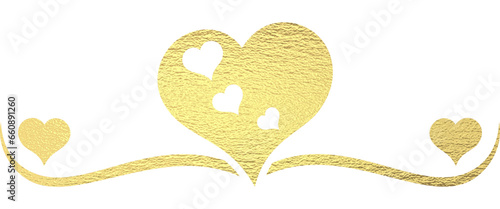 goldene Herz Borte mit transparentem Hintergrund 