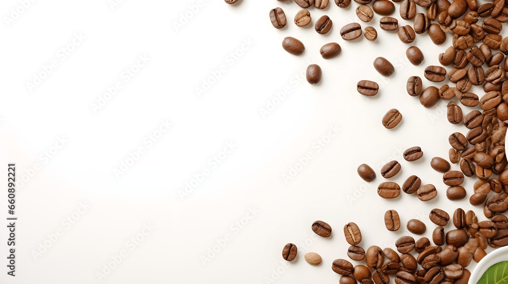 Roasted Coffee Beans with Copy Space on Neutral Background Roasted Coffee Beans with Copy Space on Neutral Background