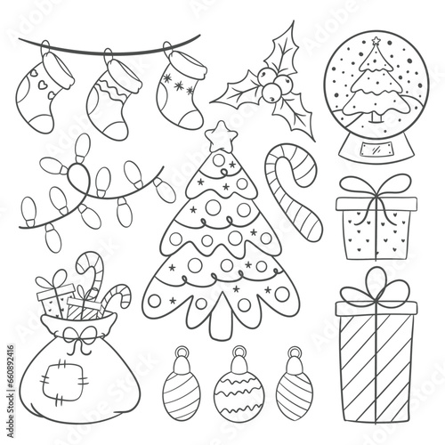 Coloring book for kids. merry christmas theme. cheerful characters.
