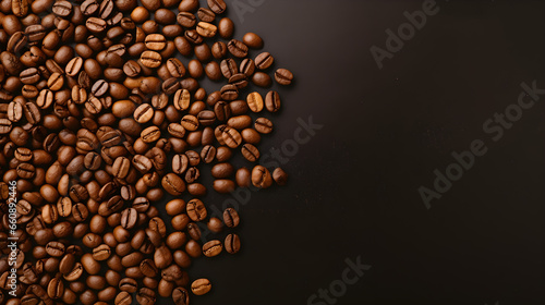 Roasted Coffee Beans with Copy Space on Neutral Background