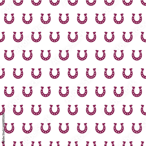 Seamless pattern with burgundy horseshoe 