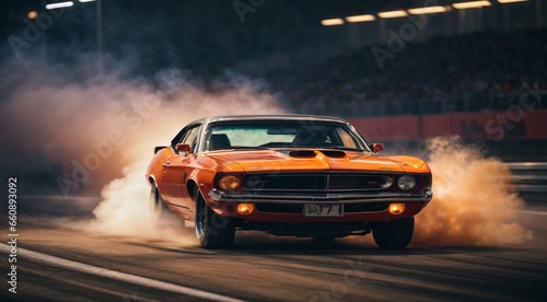 sports car doing burnout on the track, car close-up, super car on the road, car moving on the track, car in motion, fast driving car photo
