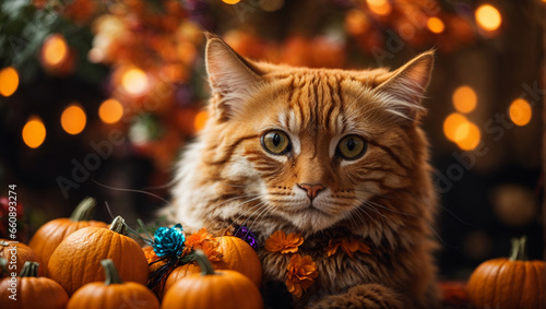 cat and pumpkin