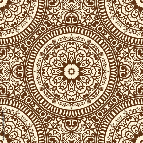 Ethnic Seamless Pattern with Mandala Floral Pattern