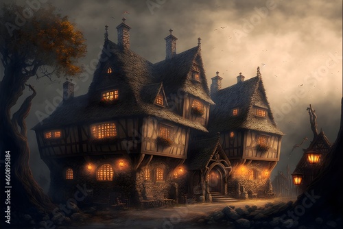 medieval building tavern inn fantasy illustration epic high definition detailed 