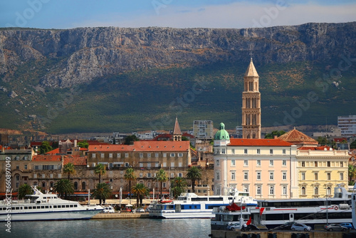 Historical city centre of Split, Croatia. Beautiful view of the promenade.