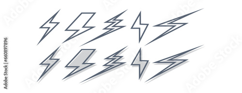 Fototapeta Naklejka Na Ścianę i Meble -  
various types of lightning, electricity logo icon vector illustration