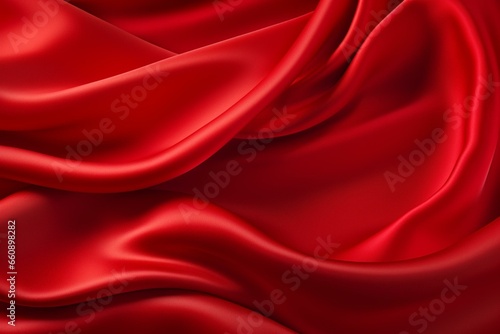 Abstract red fabric with smooth waves and a silky texture. Generative AI