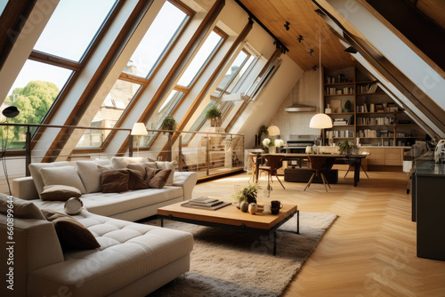 view inside modern luxury attic loft apartment  © Kien