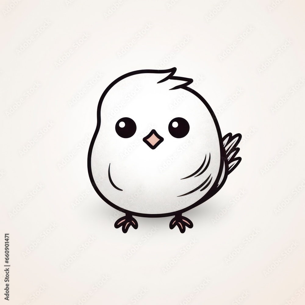 Bird cute kawaii style design for t-shirt isolated on white background Bird cute kawaii style design for t-shirt isolated on white background