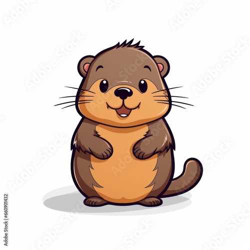 Beaver cute kawaii style design for t-shirt isolated on white background