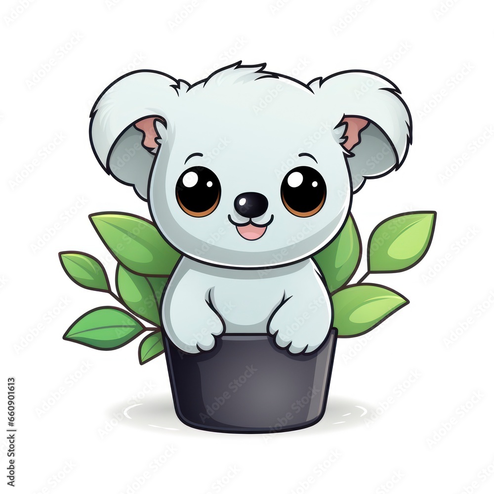 Koala cute kawaii style design for t-shirt isolated on white background Koala cute kawaii style design for t-shirt isolated on white background