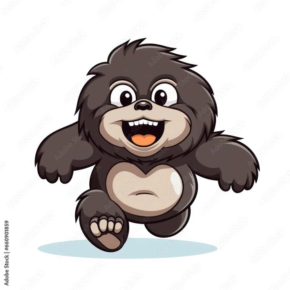 Fototapeta premium Gorilla cute kawaii style design for t-shirt isolated on white background