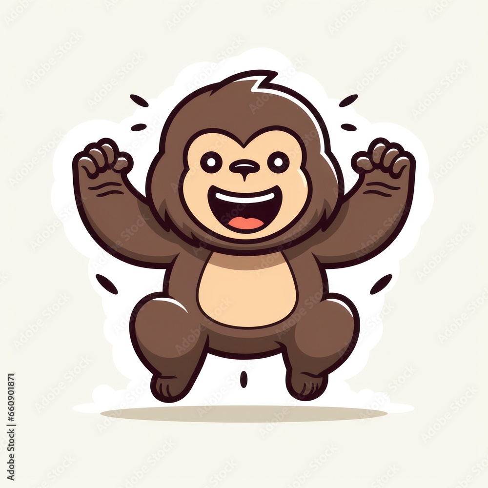 Gorilla cute kawaii style design for t-shirt isolated on white background Gorilla cute kawaii style design for t-shirt isolated on white background
