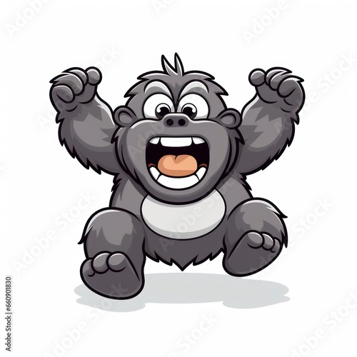 Gorilla cute kawaii style design for t-shirt isolated on white background