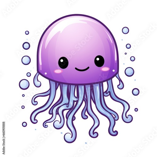 Jellyfish cute kawaii style design for t-shirt isolated on white background