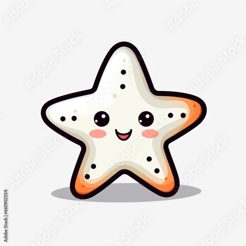 Starfish cute kawaii style design for t-shirt isolated on white background