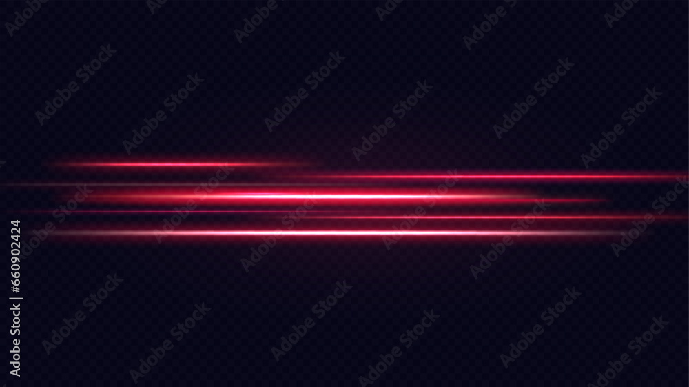 	
Horizontal neon lines.Blue speed lines.Motion light effect.Vector.	red