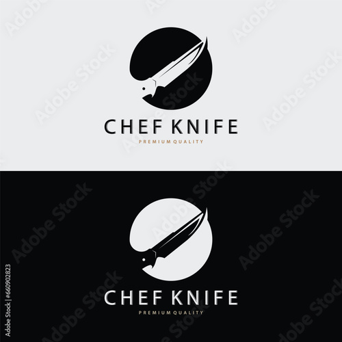 Kitchen Knife Logo, Chef Knife Logo Vector Design Illustration Template