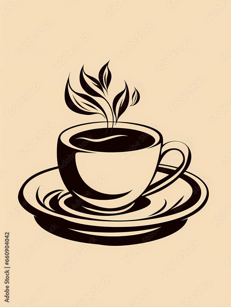 Obraz premium A Cup Of Coffee With Leaves Coming Out Of It