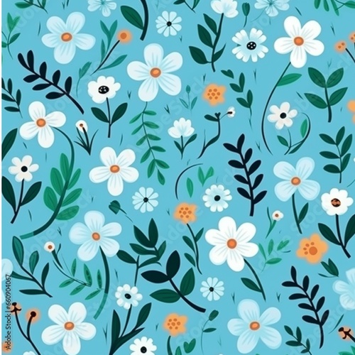 Seamless pattern with autumn leaves and pumpkins. Vector illustration.