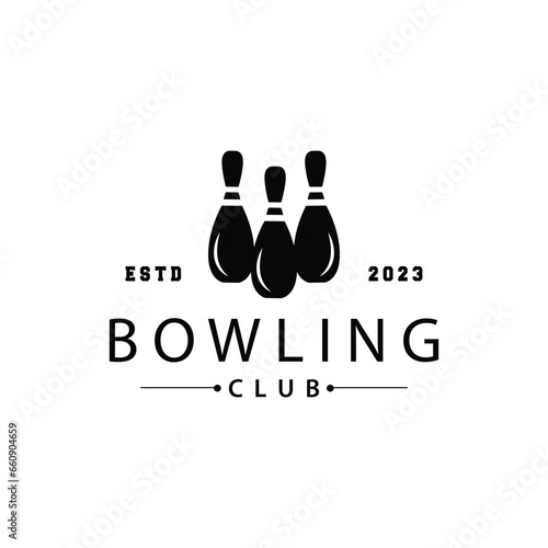 Fototapeta Naklejka Na Ścianę i Meble -  Bowling Sports Club Logo, Bowling Ball And Pin Design Vector Tournament Templet Illustration