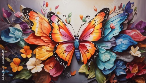 Colorful painted butterfly with wings

