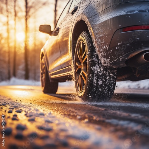 auto reifen sommerreifen winterreifen profil auf strasse sicher sicherheit winterreifen pflicht wechsel fiktiv geneerative ki ai  photo