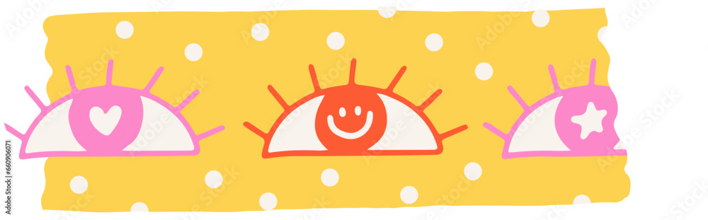 Cute Hand Drawn Washi Tape Groovy Eyes Cute Hand Drawn Washi Tape Groovy Eyes