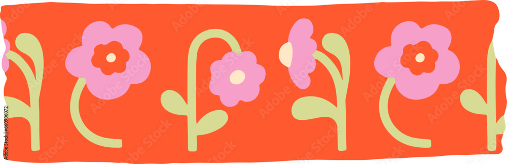 Cute Hand Drawn Washi Tape Daisy Flower Floral