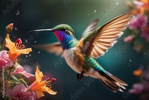 Vibrant Hummingbird in Marjolein Bastin Style created with AI photo