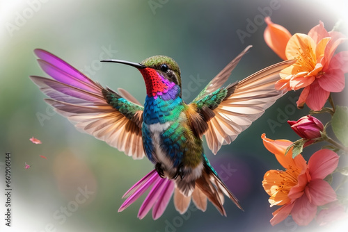 Vibrant Hummingbird in Marjolein Bastin Style created with AI photo