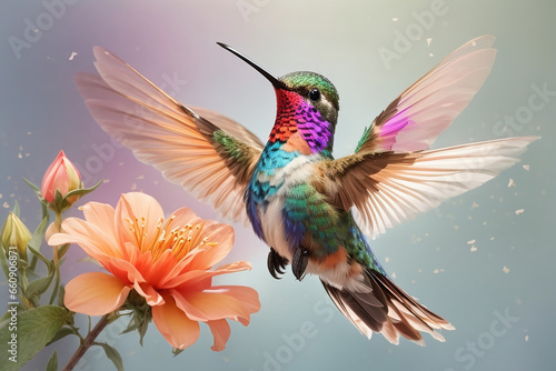 Vibrant Hummingbird in Marjolein Bastin Style created with AI © Maxim