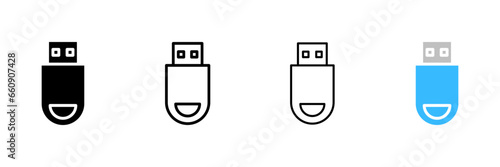 Flash drive icons. Different styles, flash drive for data storage, data storage, flash drive icons. Vector icons