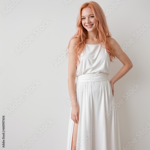 Young beautiful woman with pink and red hair