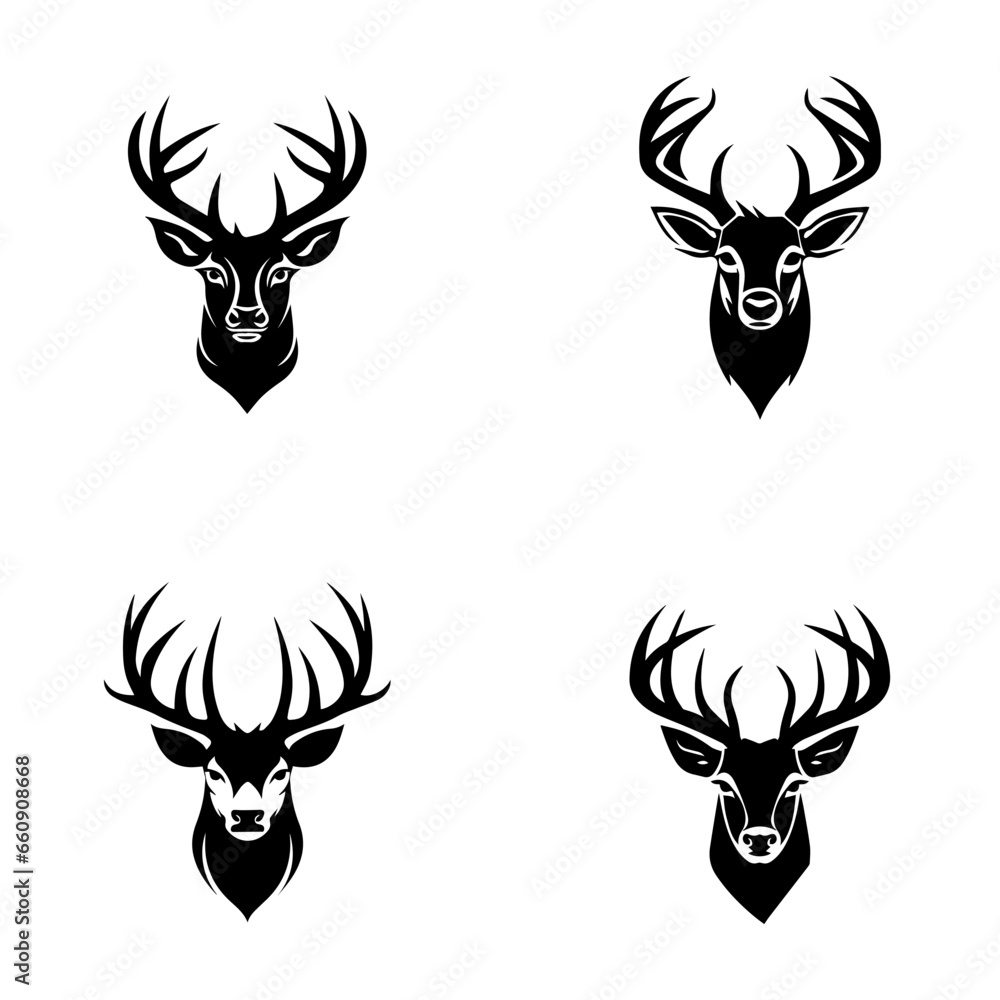 set of silhouettes of heads set of silhouettes of heads
