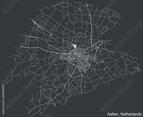 Detailed hand-drawn navigational urban street roads map of the Dutch city of AALTEN, NETHERLANDS with solid road lines and name tag on vintage background
