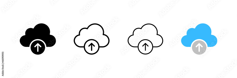 Cloud download icon. Different styles, uploading to the cloud, cloud and up arrow, cloud uploading. Vector icons Cloud download icon. Different styles, uploading to the cloud, cloud and up arrow, cloud uploading. Vector icons