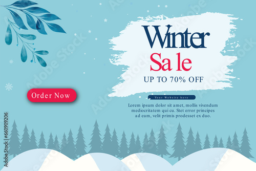 Winter sale banner design template vector graphic