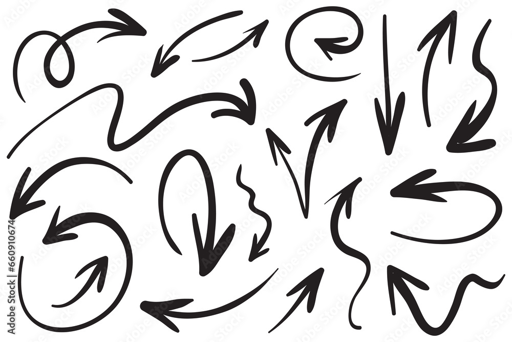 set of hand drawn arrows .Vector doodle design elements. Illustration on white background.for business infographic, banner, web and concept design. set of hand drawn arrows .Vector doodle design elements. Illustration on white background.for business infographic, banner, web and concept design.