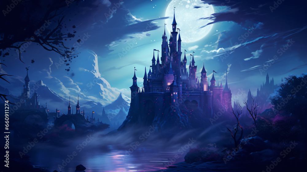 Fairytale castle illustration