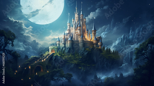 Fairytale castle illustration
