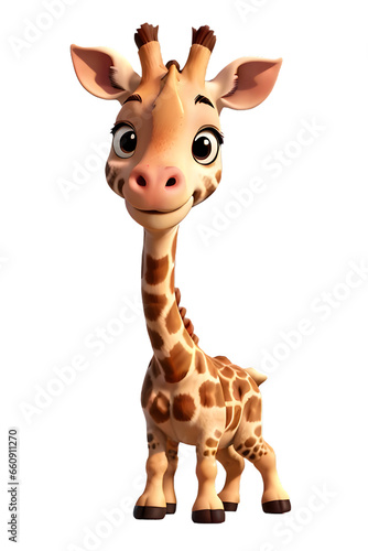 3d cartoon animal giraffe  3D cartoon animal toy character isolated on transparent png 