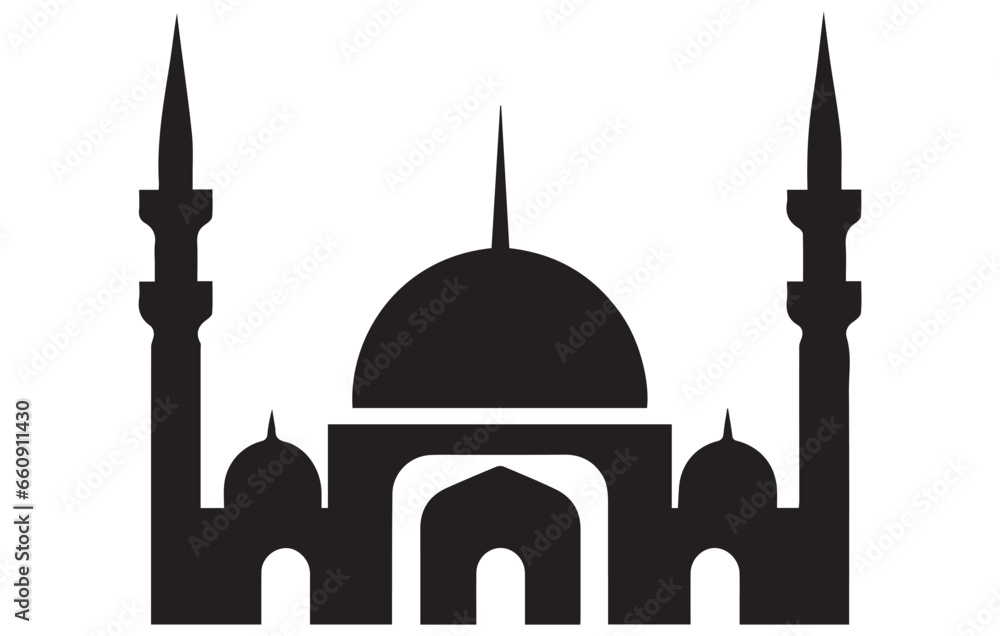 Kaaba in Mecca Saudi Arabia geometric pattern icon for greeting background of Hajj, vector Silhouette