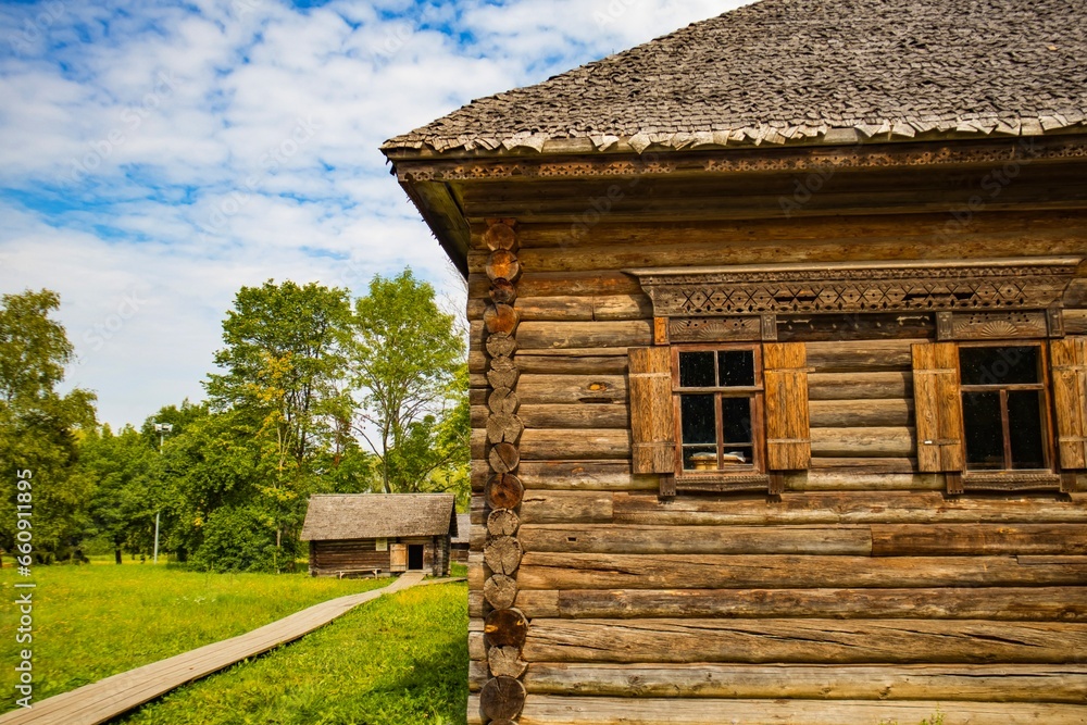 Ancient house in the Vitoslavlitsa Museum of Wooden Architecture
