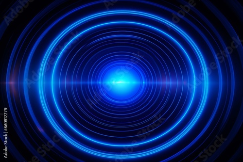Abstract blue ripples neon color on a black background