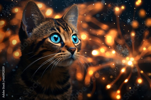 A fantasy portrait of a cat
